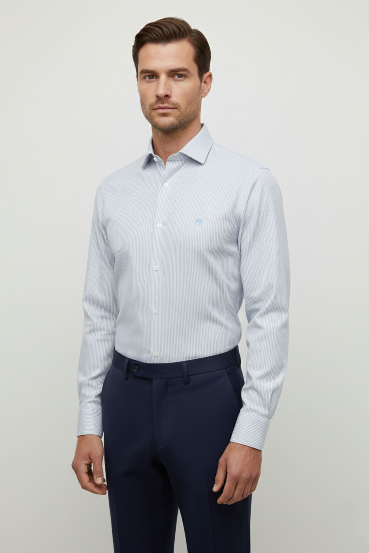 Camisa Custom s/bolso ml Azul Claro - Hover